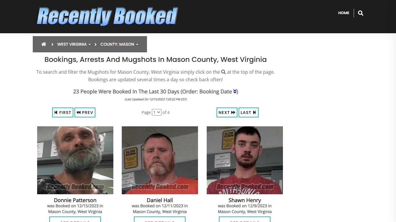 Bookings, Arrests and Mugshots in Mason County, West Virginia